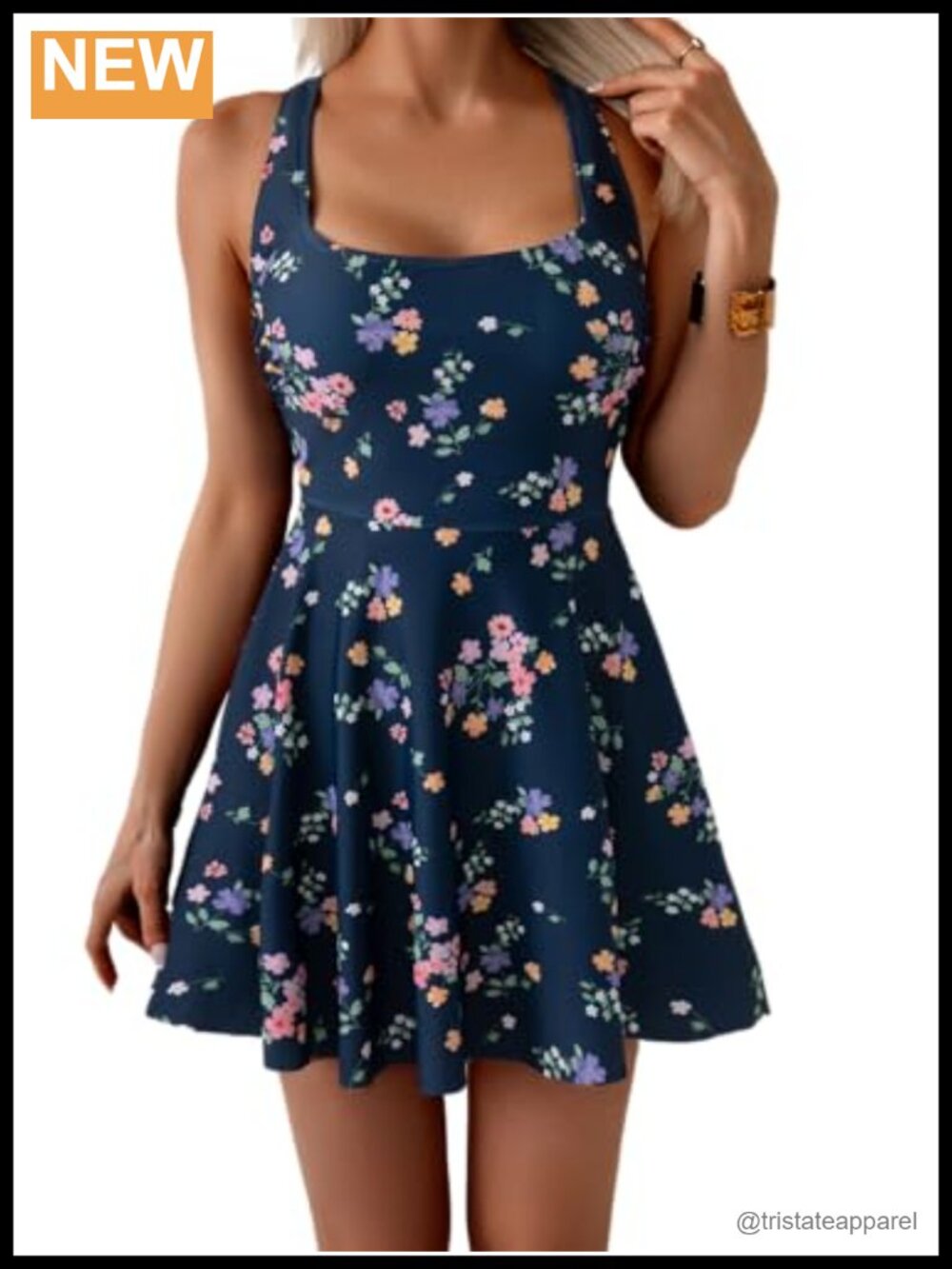 Women's Modest Swim Dress Tummy Control Full Coverage One Piece Bathing Suit